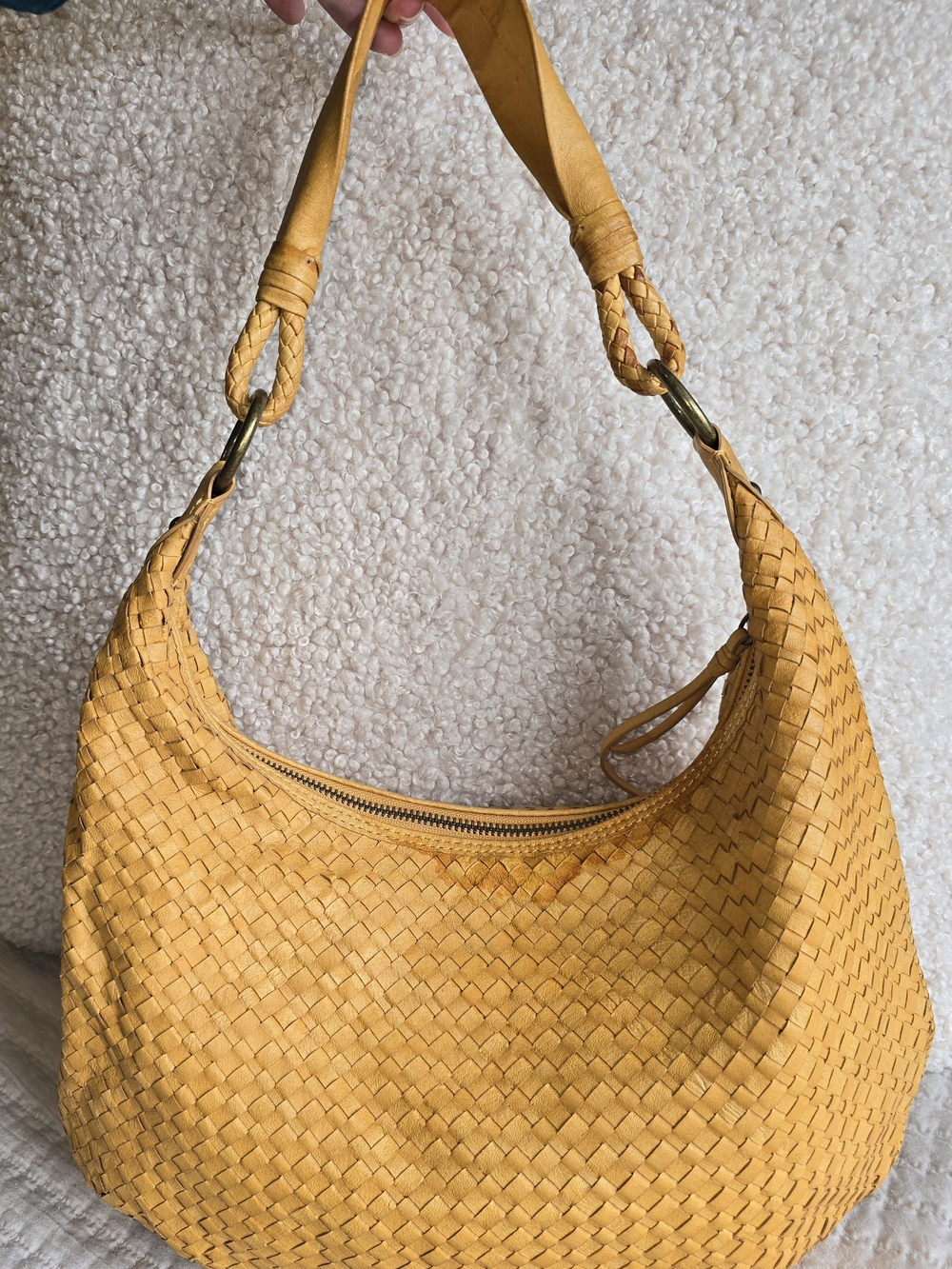 Elliott Lucca Woven Mustard Leather Hobo Bag - Picture 4 of 12
